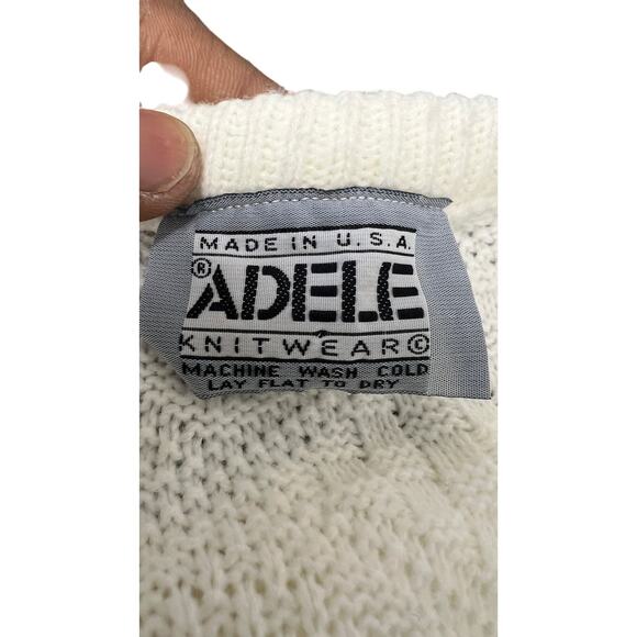 🤍 Adele Knitwear Vintage Women M Cream Textured Sweater – Made in USA - Picture 4 of 4